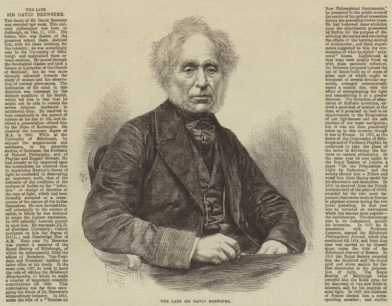 Den bortgångne Sir David Brewster (gravyr) av English School