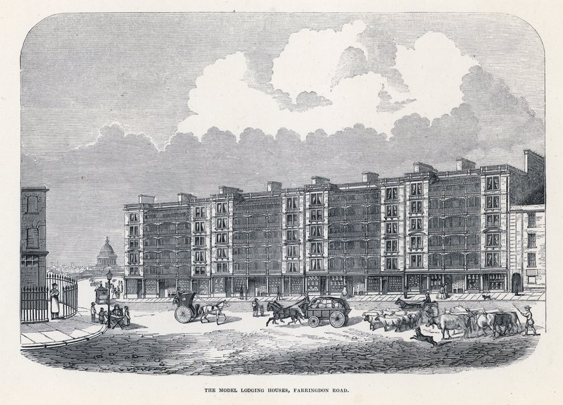 Modellen logi hus, Farringdon Road, London av English School