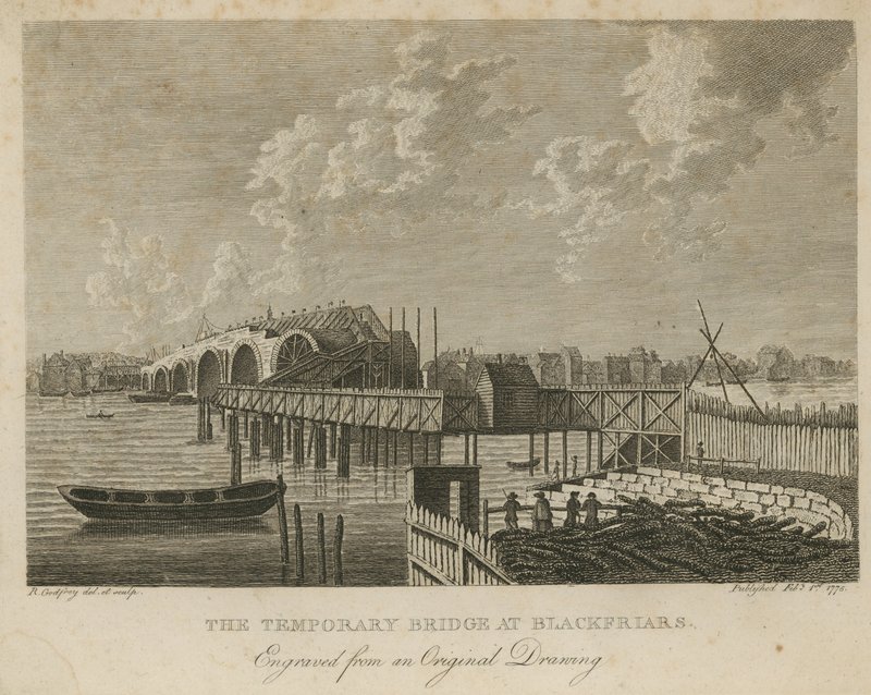 Den tillfälliga bron vid Blackfriars av English School