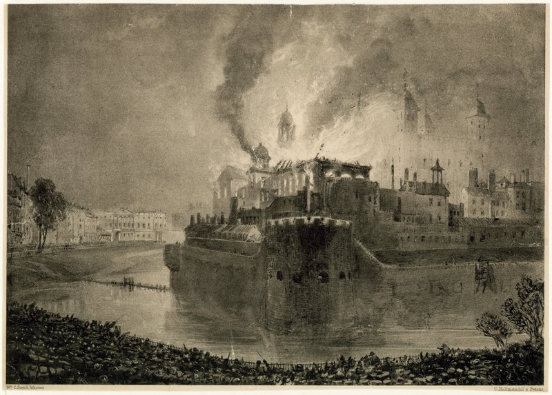 Tower of London Fire, 1841 av English School