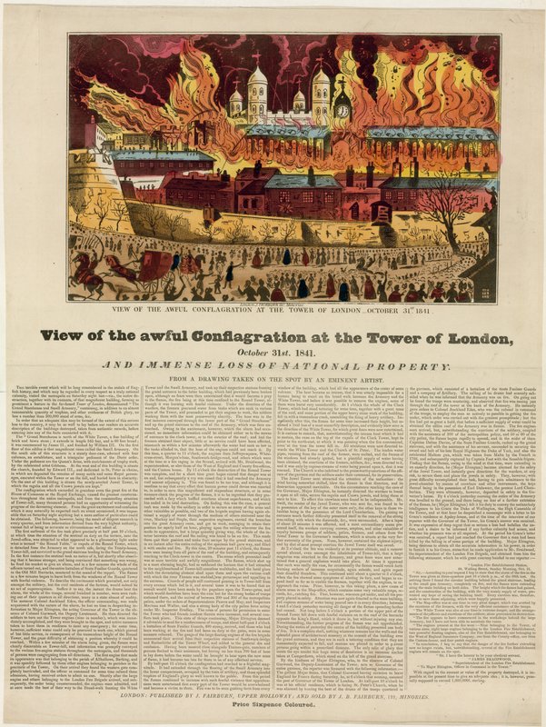 Tower of London Fire, 1841 av English School