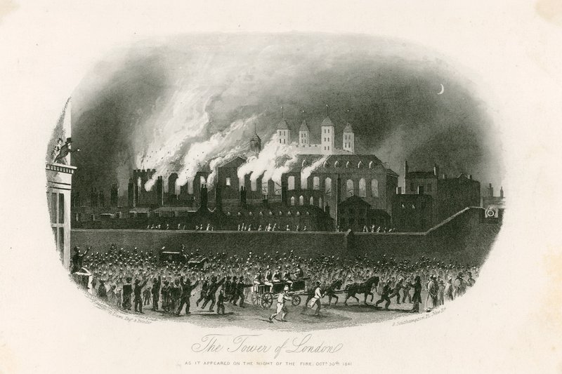 Tower of London Fire, 1841 av English School
