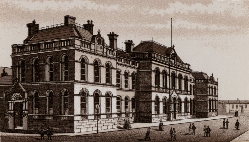 Town Hall, Belfast (litho) av English School