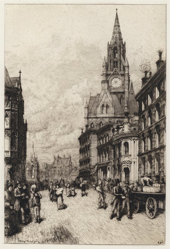 Rådhuset, Manchester (etsning) av English School