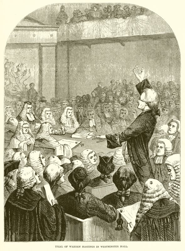 Trail of Warren Hastings i Westminster Hall av English School