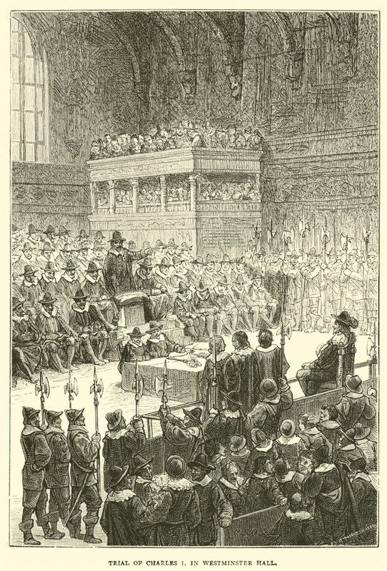 Rättegång mot Charles I i Westminster Hall av English School