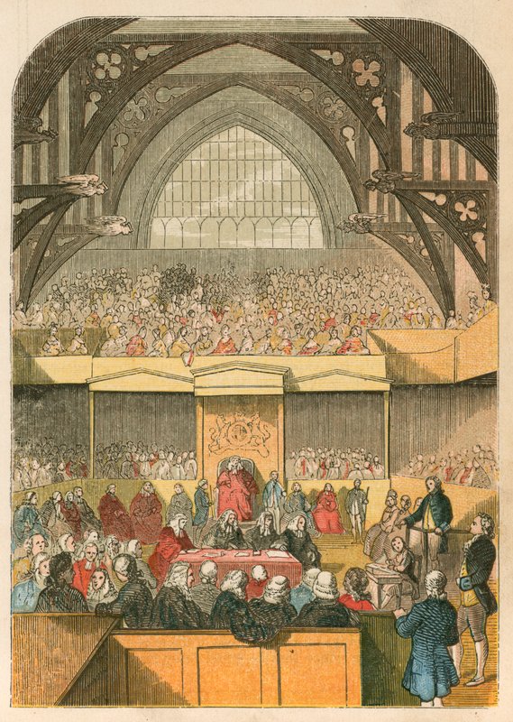 Rättegång mot Warren Hastings i Westminster Hall av English School