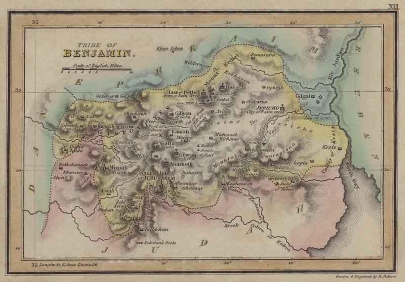 Tribe of Benjamin (färgad gravyr) av English School