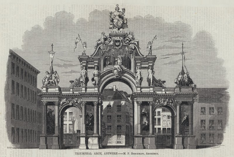 Triumfbåge, Antwerpen (gravyr) av English School