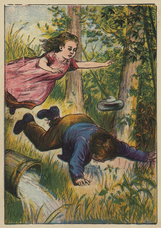 Uppför backen och ner (färg litho) av English School
