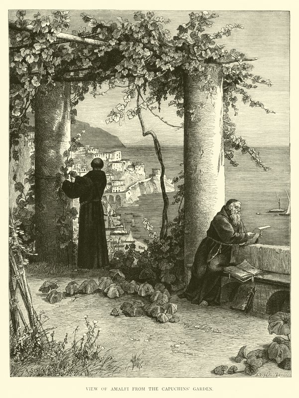 Utsikt över Amalfi från Capuchins Garden av English School