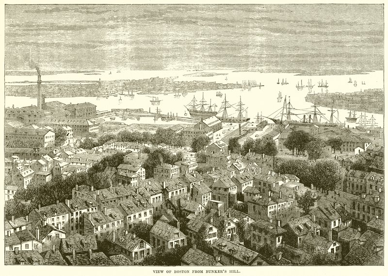Utsikt över Boston från Bunkers Hill av English School