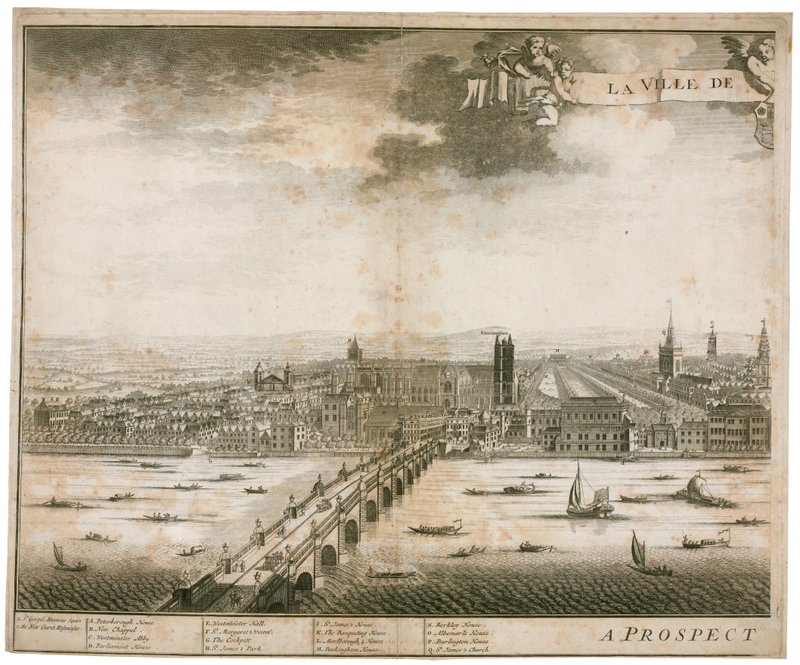 Utsikt över Westminster och Bridge av English School