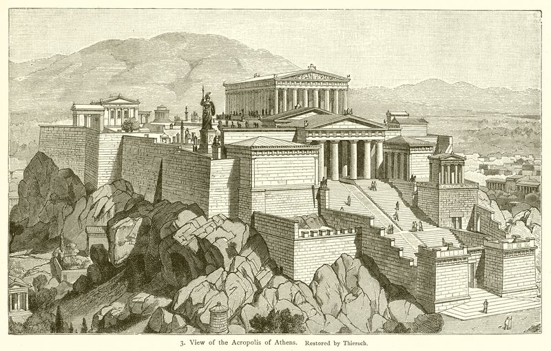 Utsikt över Akropolis i Aten av English School