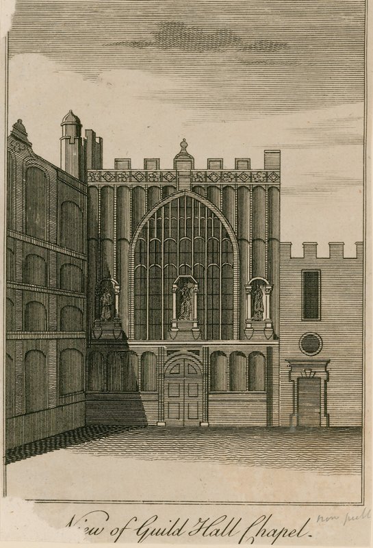 Utsikt över Guildhall Chapel, London av English School