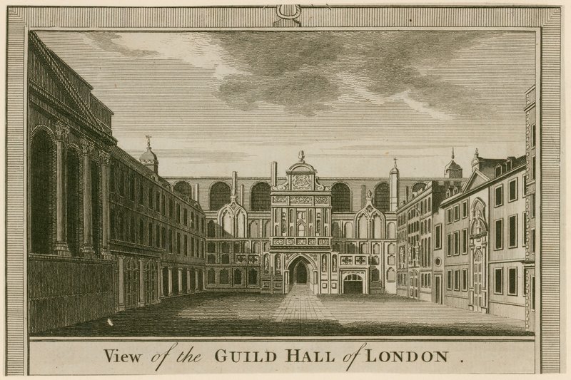 Utsikt över Guildhall, London av English School