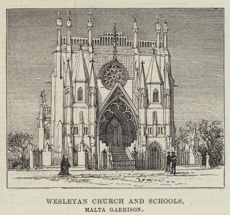 Wesleyan Church and Schools, Malta Garnison (gravyr) av English School