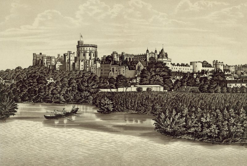 Windsor Castle från floden av English School