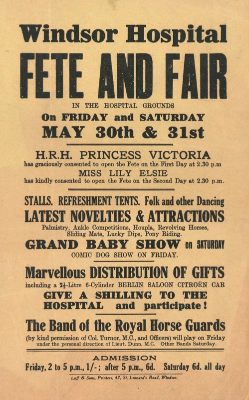 Windsor Hospital, Fete and Fair (tryck) av English School