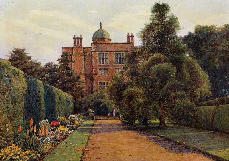 Doddington Hall, nära Lincoln (färg litho) av Ernest Arthur Rowe