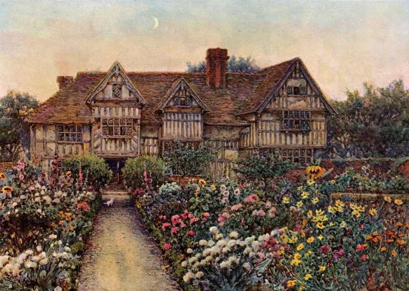 Rumwood Court, Langley, Kent (färg litho) av Ernest Arthur Rowe