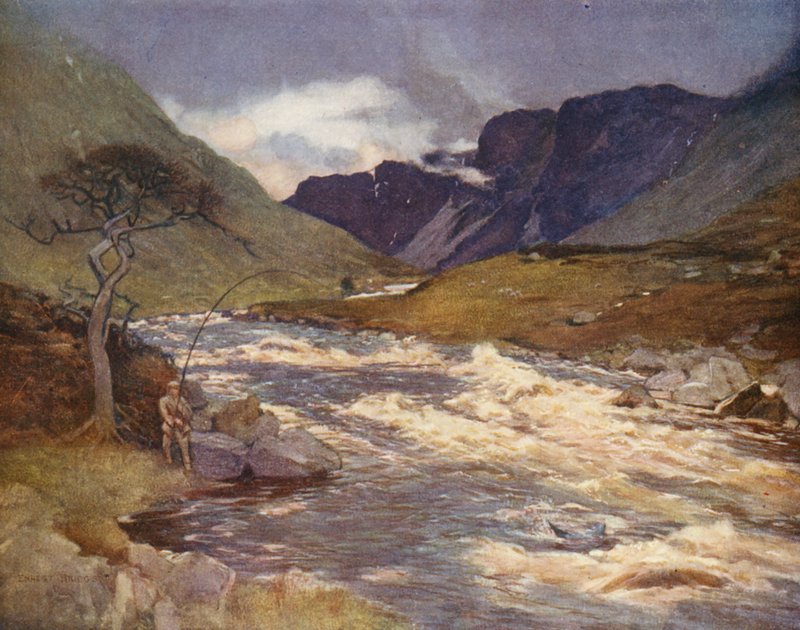 Floden Awe (färglitografi) av Ernest Edward Briggs
