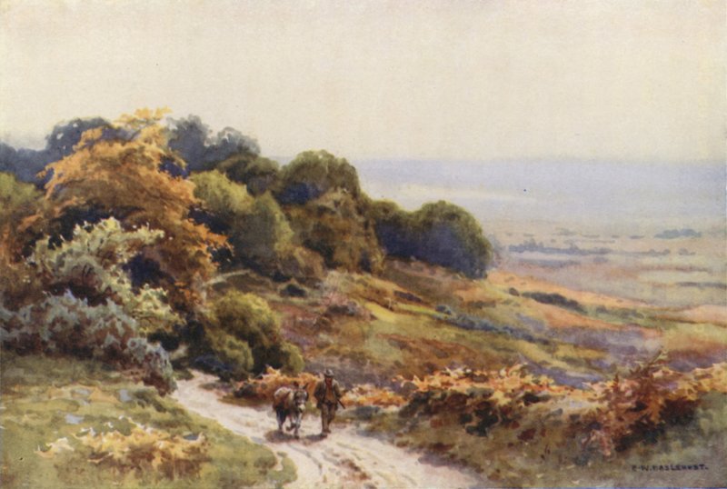 Burley Moor (färg litho) av Ernest William Haslehust