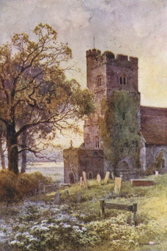 Kritkyrkan (färg litho) av Ernest William Haslehust