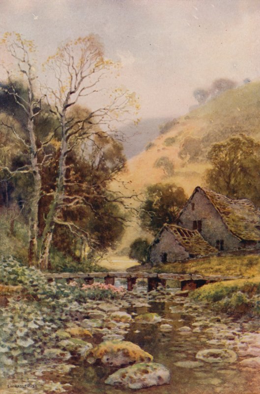 Lathkil Dale (färg litho) av Ernest William Haslehust