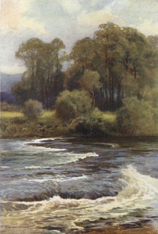 Monnington Falls (färg litho) av Ernest William Haslehust