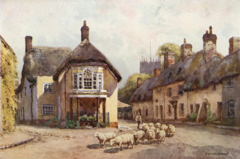 Puddletown (färg litho) av Ernest William Haslehust