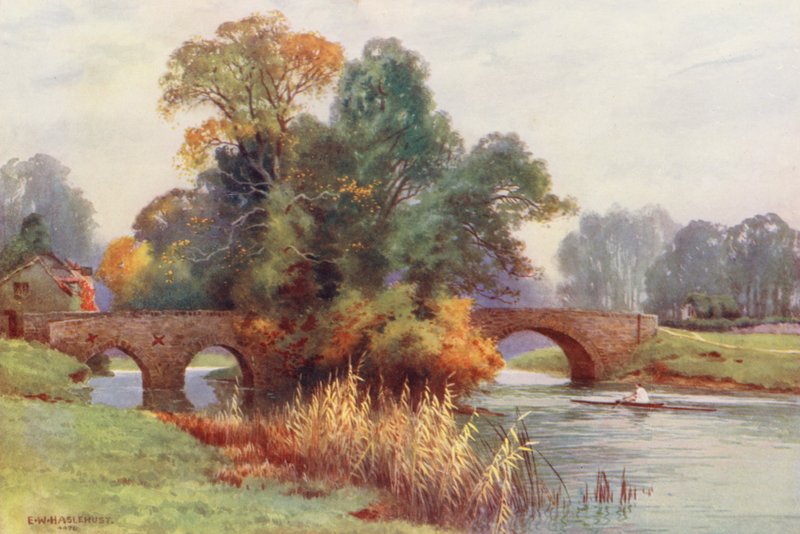 Floden Themsen: Godstow (färglitografi) av Ernest William Haslehust