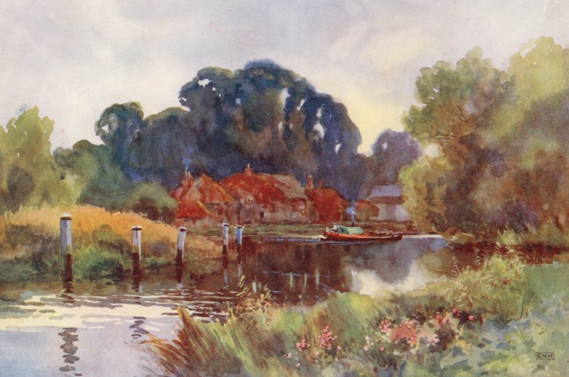 Floden Themsen: Pangbourne (färglitografi) av Ernest William Haslehust