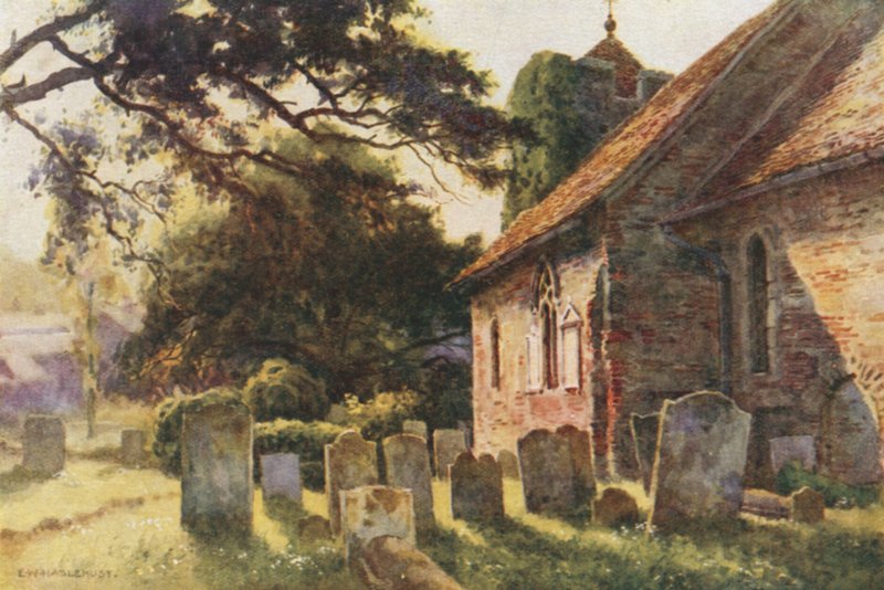 St. Martins kyrka (färg litho) av Ernest William Haslehust