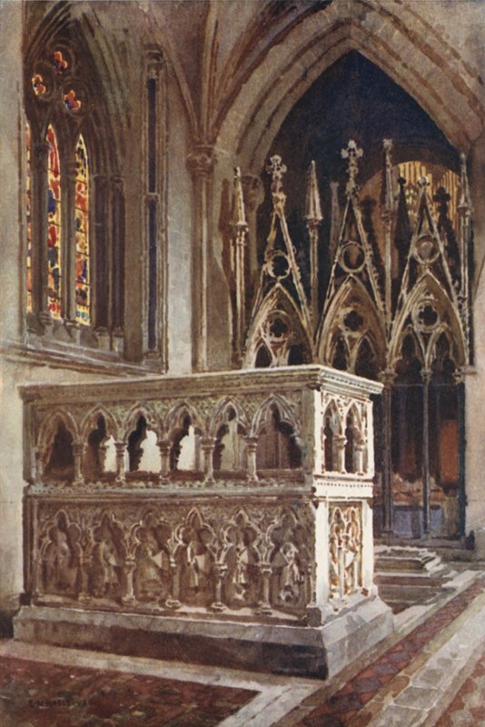 The Cantilupe Shrine (färg litho) av Ernest William Haslehust