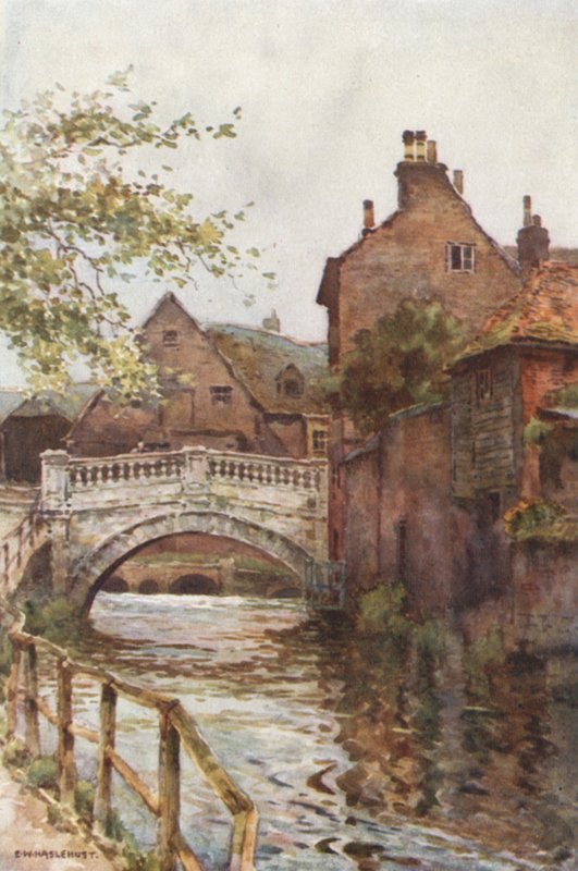 Stadsbron (färg litho) av Ernest William Haslehust