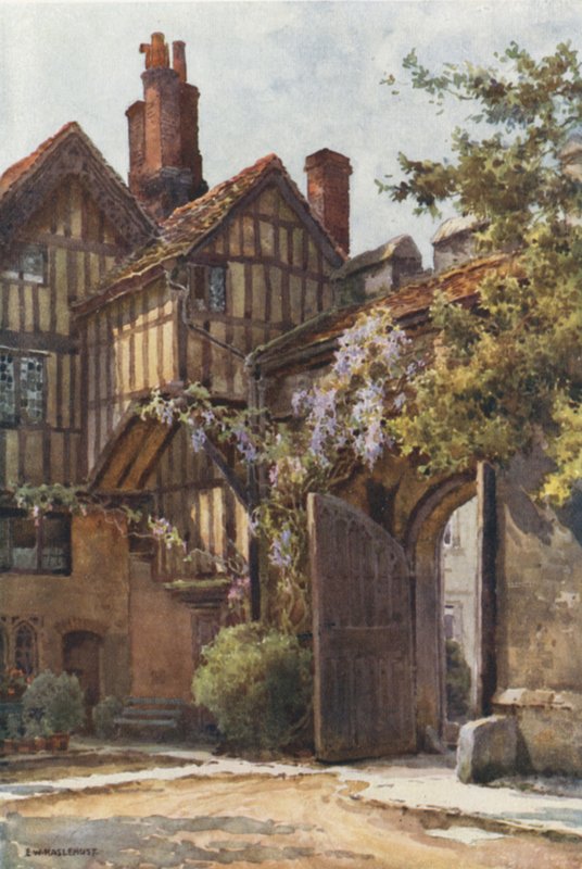 The Close Gate (färg litho) av Ernest William Haslehust