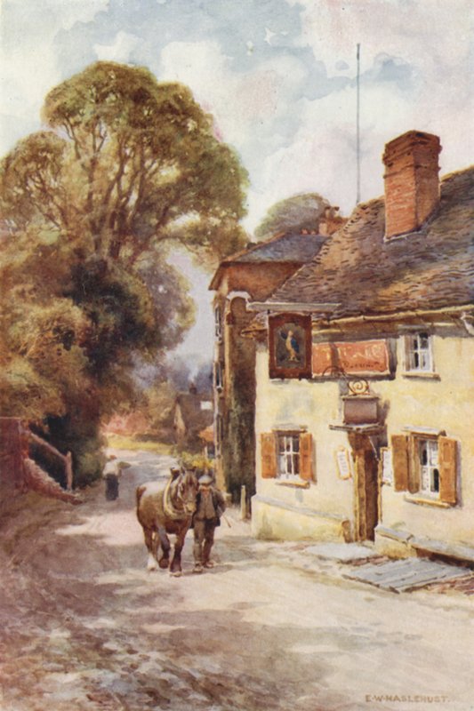 Läderflaskan, Cobham (färg litho) av Ernest William Haslehust