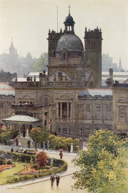 The Royal Baths, Harrogate (färg litho) av Ernest William Haslehust