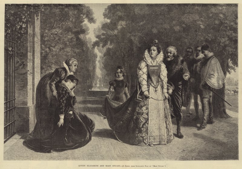 Drottning Elizabeth och Mary Stuart av Ernesto Fontana