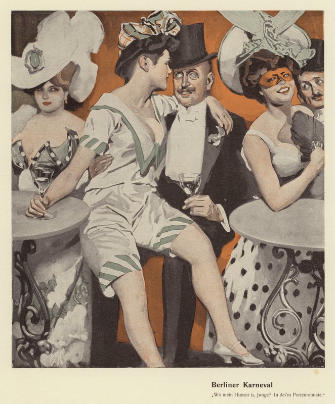 Berlin karneval (färg litho) av Ernst (after) Heilemann