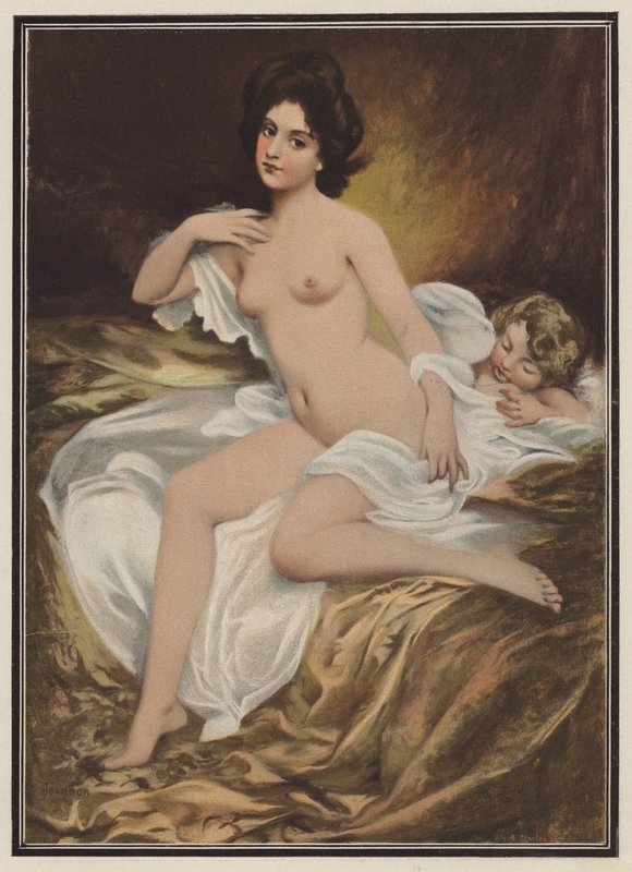 Evas barn (färg litho) av Etienne Albert Eugene Joannon Navier