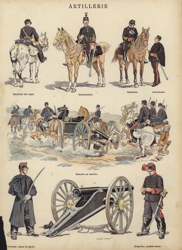 Franska arméns artilleri (färg litho) av Eugene Chaperon