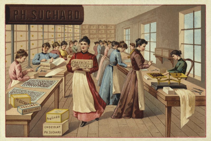 Packa choklad i en fabrik av European School
