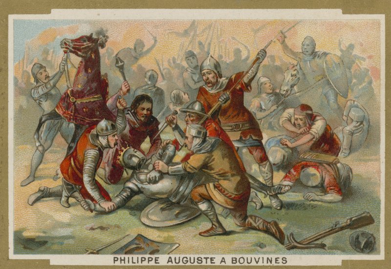 Filip Augustus av Frankrike hoppade av i slaget vid Bouvines, 1214 av European School