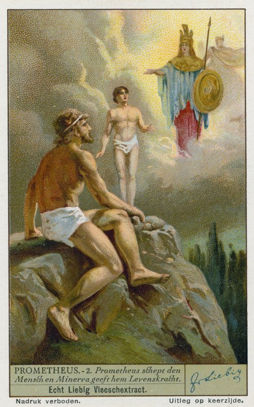 Prometheus skapar människan av lera och Athena (Minerva) ger henne liv av European School