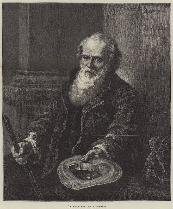 A Mendicant (gravyr) av European School