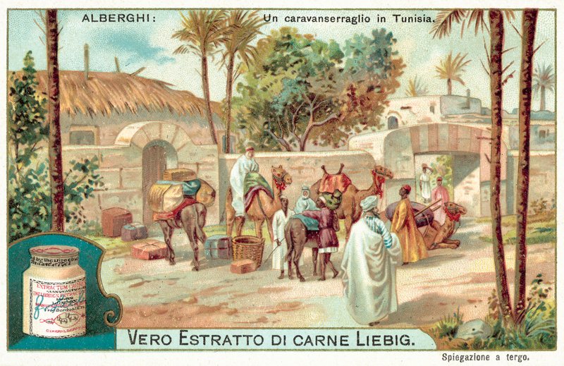 En caravanserai i Tunisien (chromolitho) av European School
