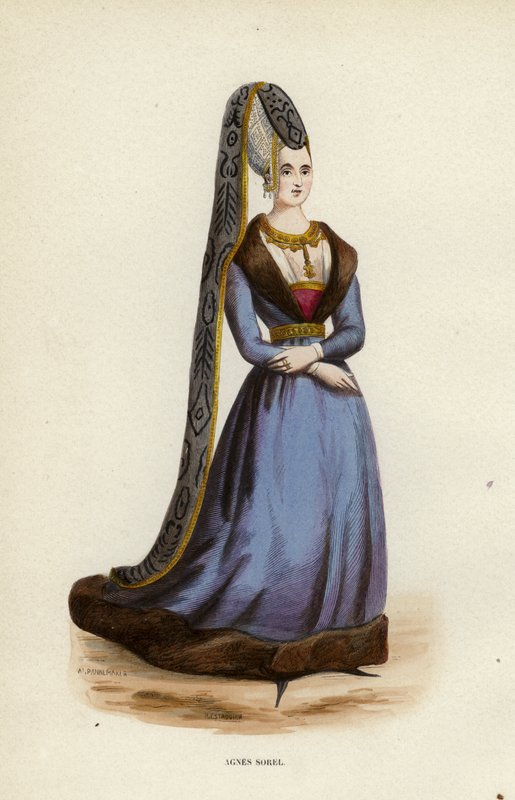 Agnes Sorel (färgad gravyr) av European School