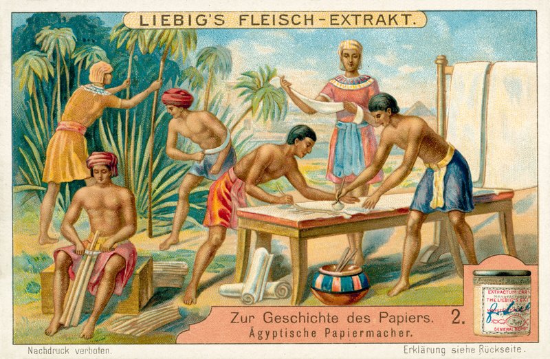 Forntida egyptiska papperstillverkare (chromolitho) av European School